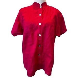 Telluride Clothing Co. Linen Top Size 12 High Neck Mandarin Collar Lagenlook